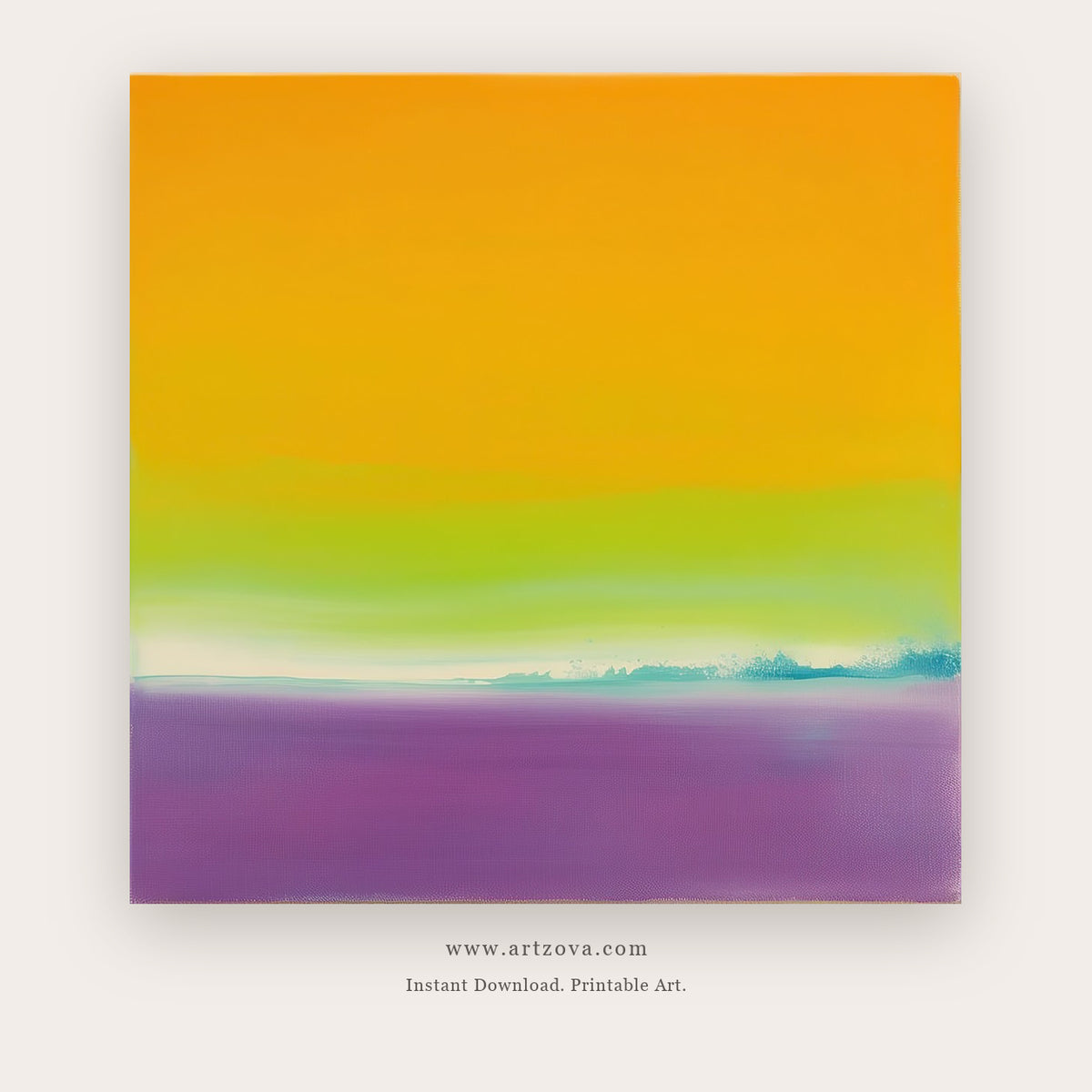 Citrus Horizon printable abstract wall art in Orange and Purple - Artzova