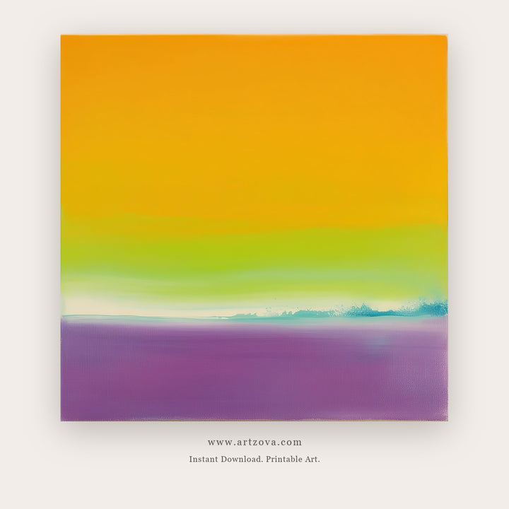 Citrus Horizon printable abstract wall art in Orange and Purple - Artzova