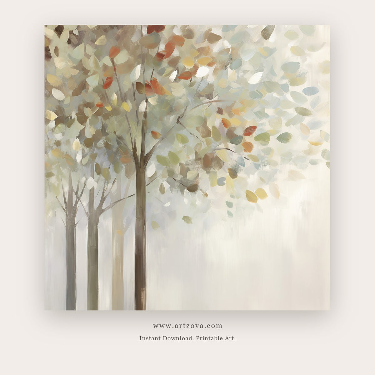 Autumn Veil printable modern botanical tree wall art - Artzova