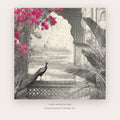 Soft Color Peacock printable bird wall art in Pink and Gray - Artzova