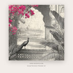 Soft Color Peacock printable bird wall art in Pink and Gray - Artzova