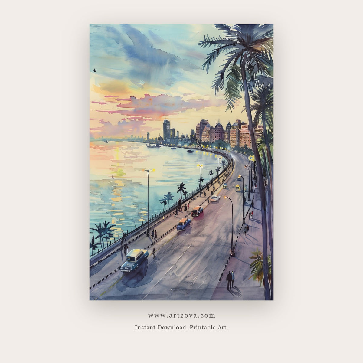 Sea Air Softens printable coastal wall art in Gray and Silver - Artzova
