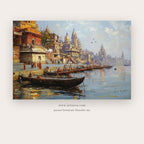 Silence Banaras printable indian art in Brown and Tan - Artzova