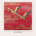 Feathers printable bird wall art in Coral and Red - Artzova