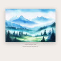 Distance printable landscape wall art in Sky Blue and Navy Blue - Artzova