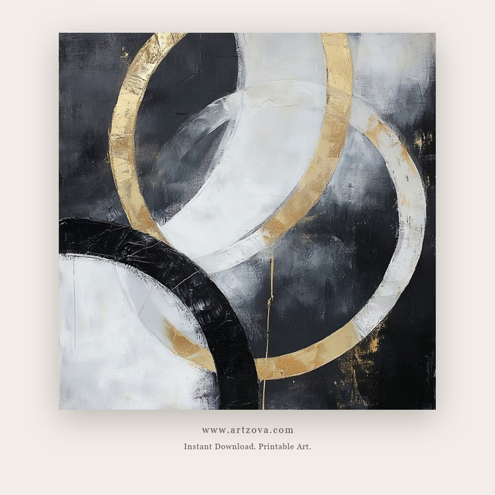 Rhythm Morning printable abstract wall art in Black and Charcoal - Artzova