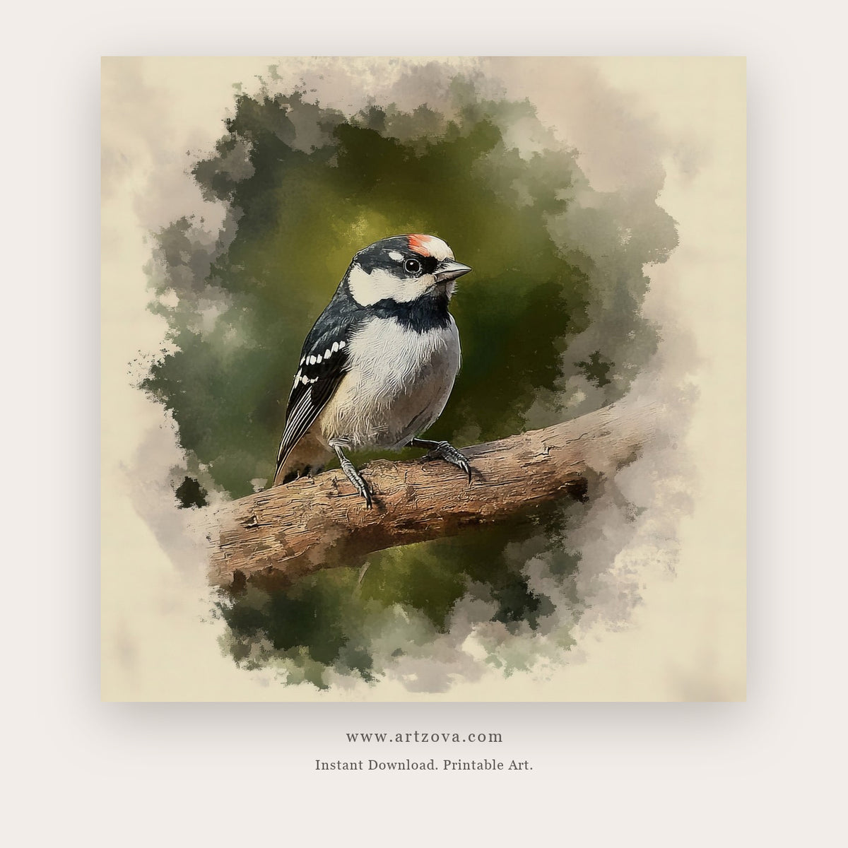 Quiet Song printable bird wall art in Chocolate Brown and Brown - Artzova