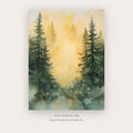Gold Landscape printable landscape wall art in Gold and Forest Green - Artzova