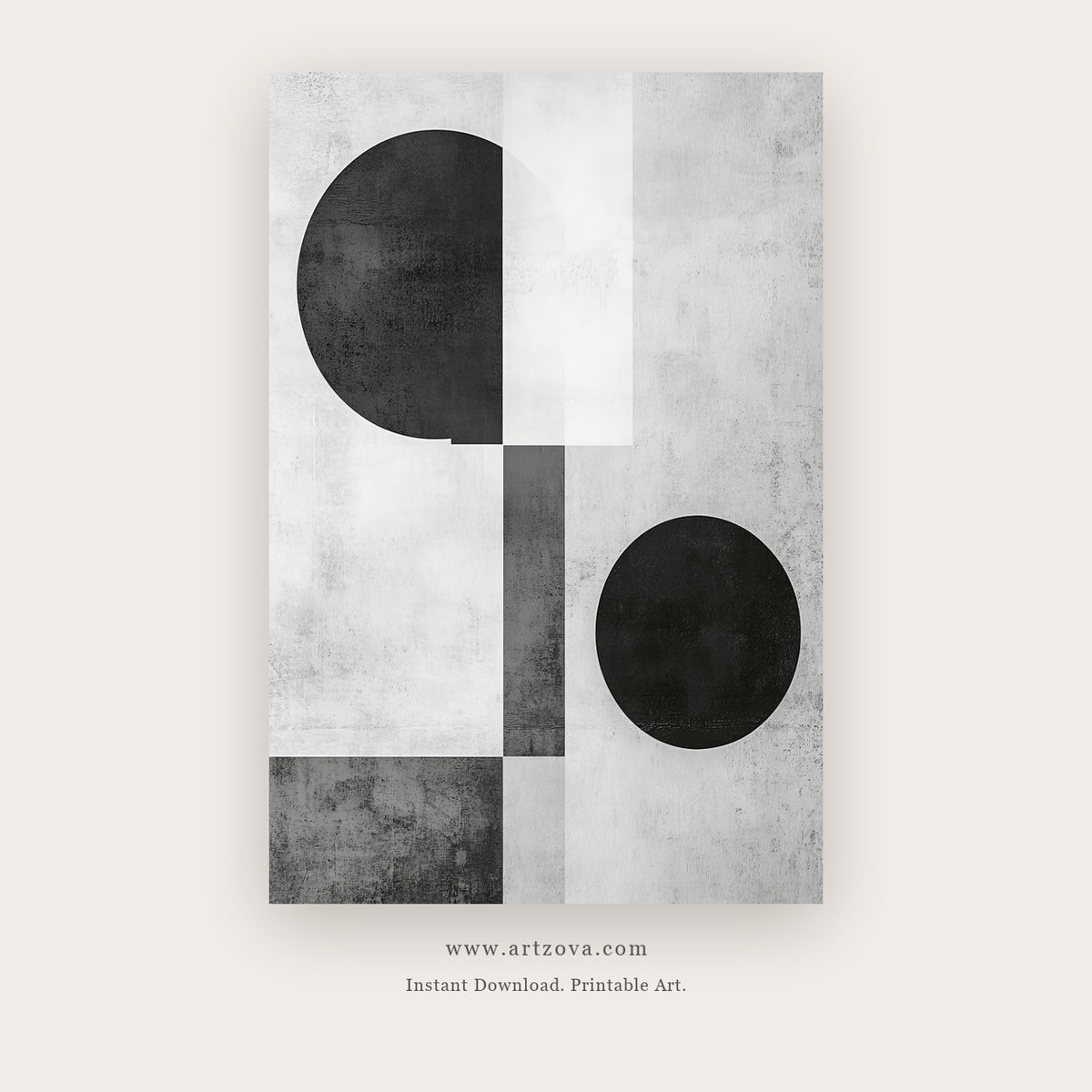 Still printable abstract wall art in Silver and White - Artzova