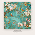 Branches printable bird wall art in Turquoise and Brown - Artzova
