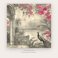 Day Peacock printable bird wall art in Blush Pink and Beige - Artzova