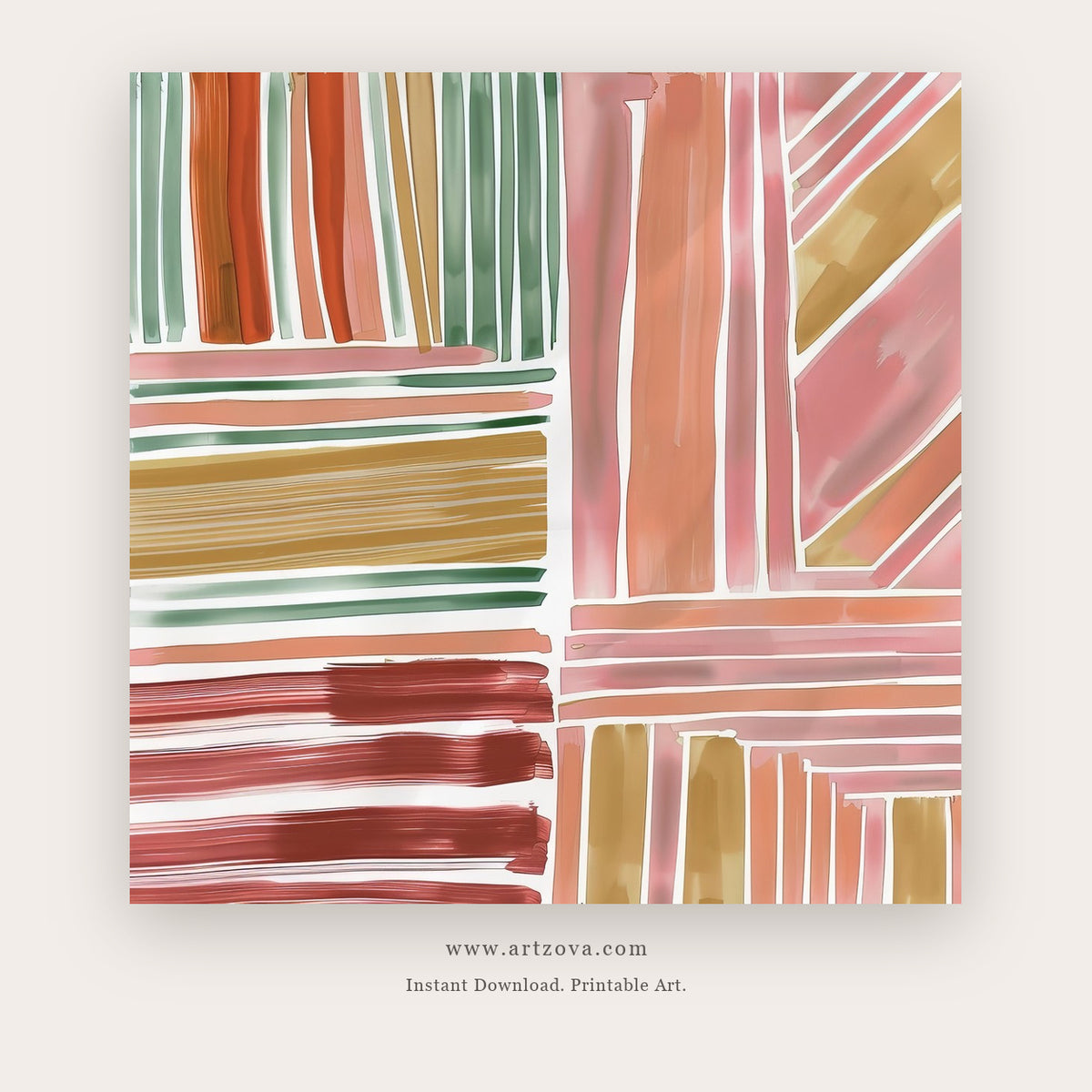 Peach Abstract printable abstract wall art in Peach and Blush Pink - Artzova