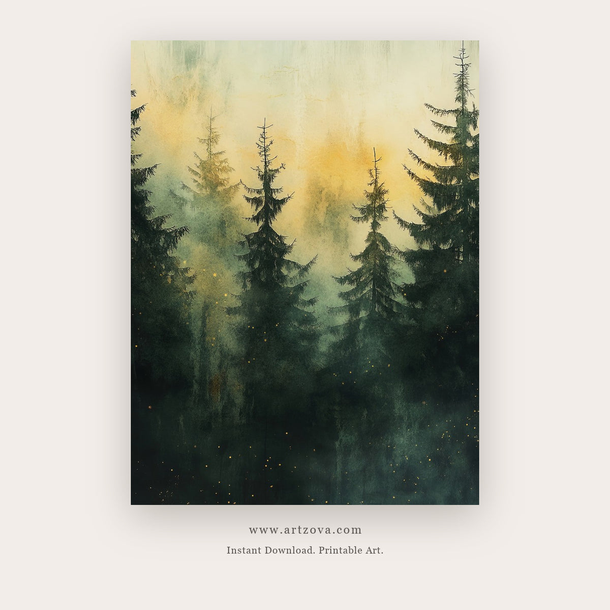 Country Soft printable landscape wall art in Black and Charcoal - Artzova