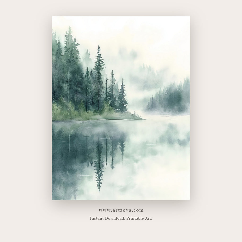 Path Distance printable landscape wall art in Charcoal and White - Artzova