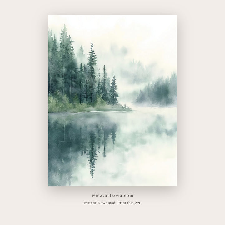 Path Distance printable landscape wall art in Charcoal and White - Artzova