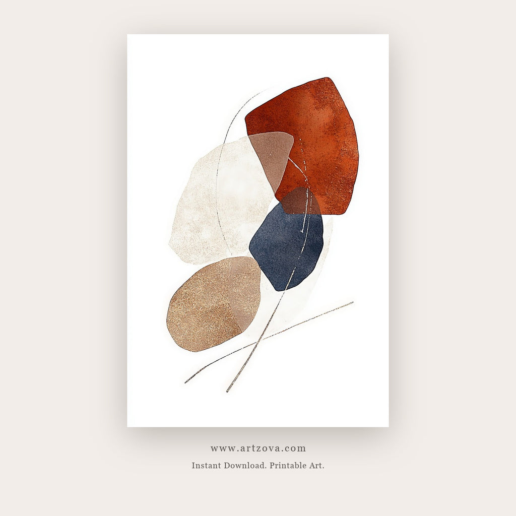 Terracotta Abstrac printable abstract wall art in Terracotta and Tan - Artzova