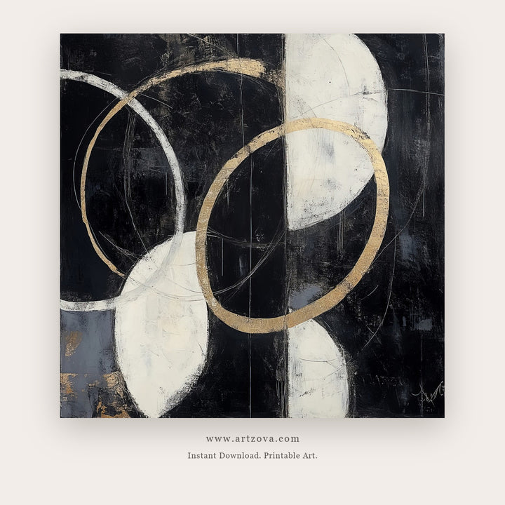 Black Abstract printable abstract wall art in Black and White - Artzova