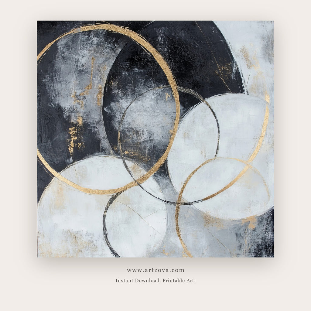 Silver Abstract printable abstract wall art in Silver and Gray - Artzova