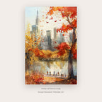 Quiet Music printable city wall art in Terracotta and Gold - Artzova