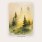 Olive Landscape printable landscape wall art in Olive Green and Tan - Artzova