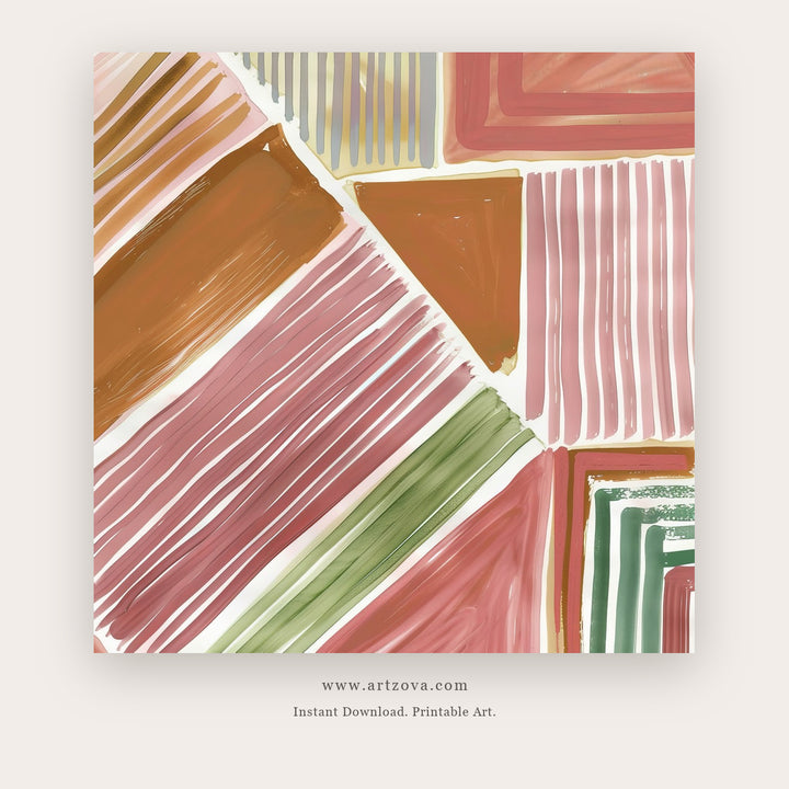 Tan Abstract printable abstract wall art in Tan and Coral - Artzova