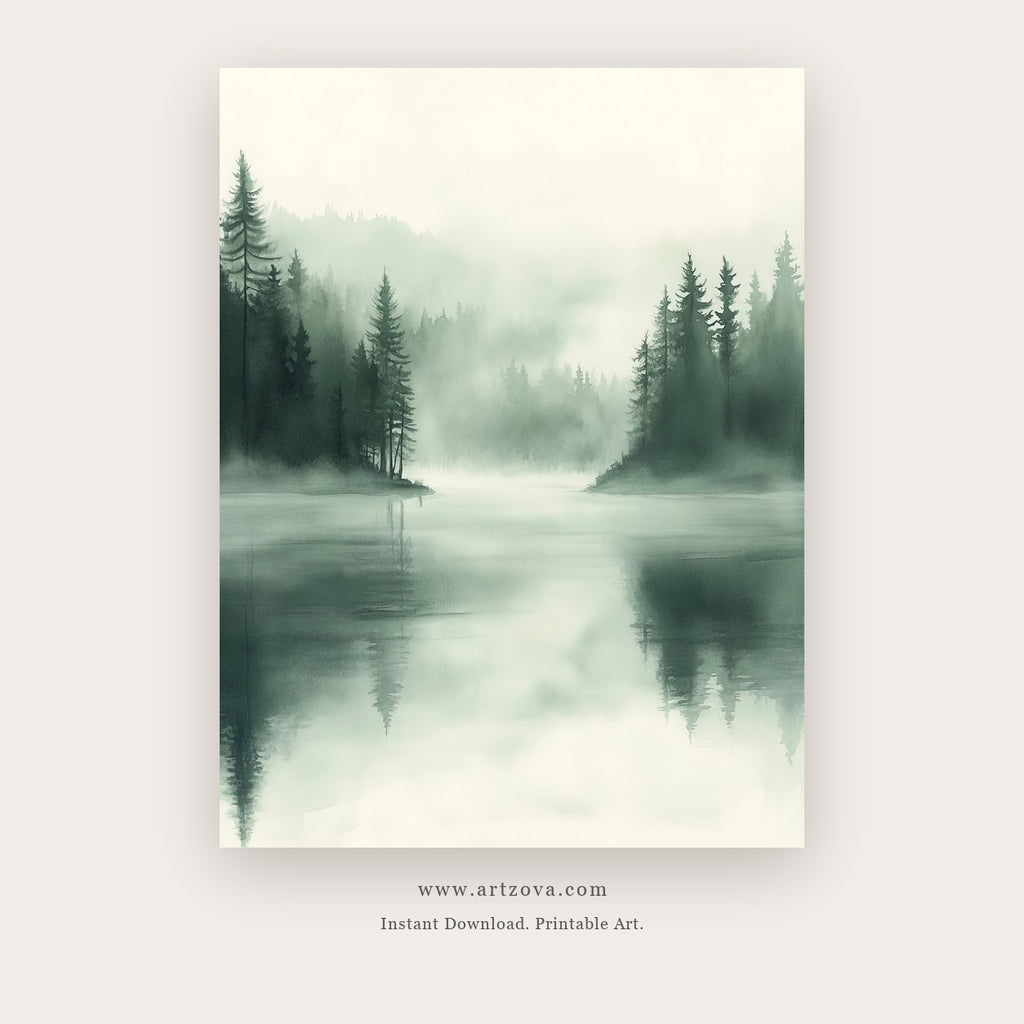 Wanders Land printable landscape wall art in White and Charcoal - Artzova