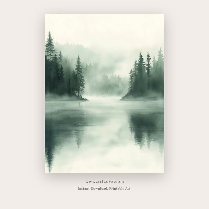 Wanders Land printable landscape wall art in White and Charcoal - Artzova
