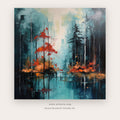 Forest Ember printable teal abstract forest wall art - Artzova