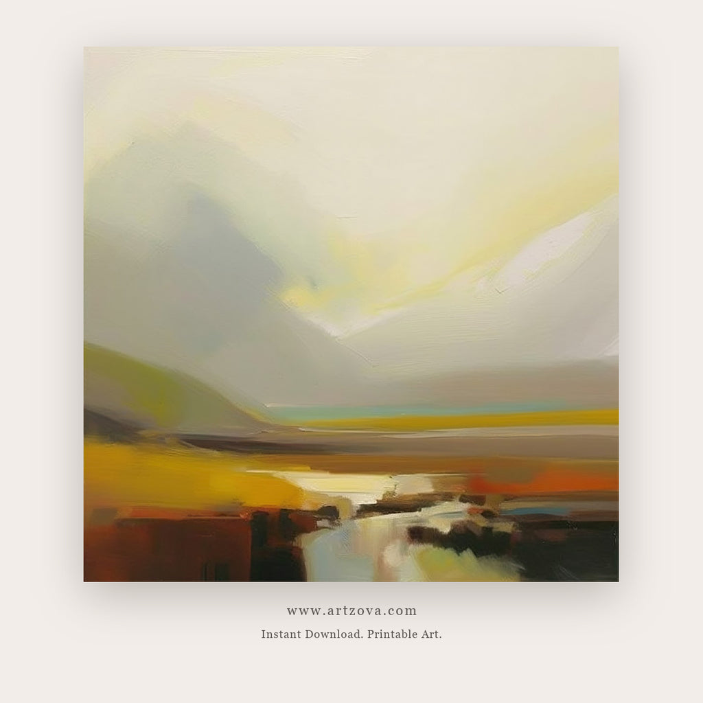 Mist Over Fields printable minimal abstract landscape wall art - Artzova