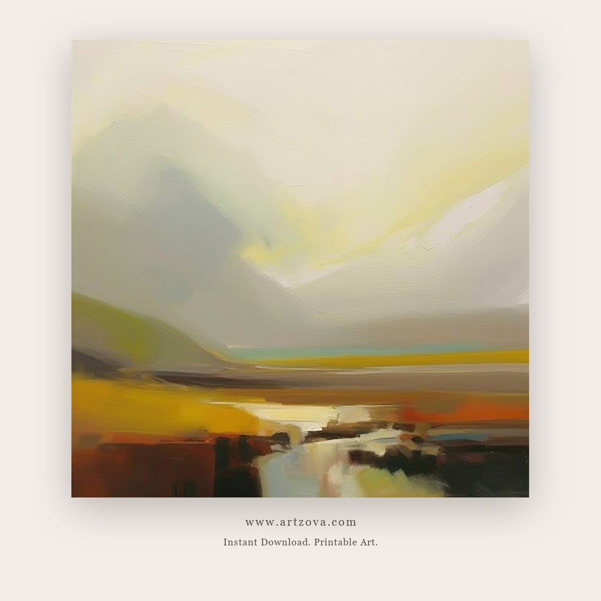 Mist Over Fields printable minimal abstract landscape wall art - Artzova