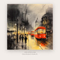 Monsoon Tram printable rainy city wall art - Artzova