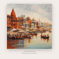 Riverside Ritual printable Indian ghat wall art - Artzova