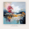 Scarlet Stillness printable abstract lakeside wall art - Artzova